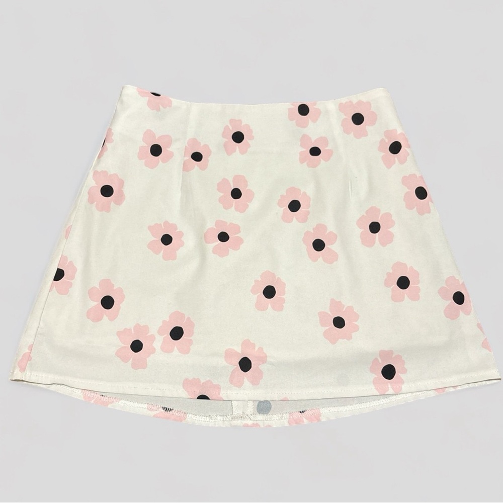 princess polly pink and white floral mini skirt